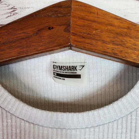 Gymshark Cropped Pullover Sweatshirt Top Women's Size M Gray Ribbed Long… - Picture 4 of 8